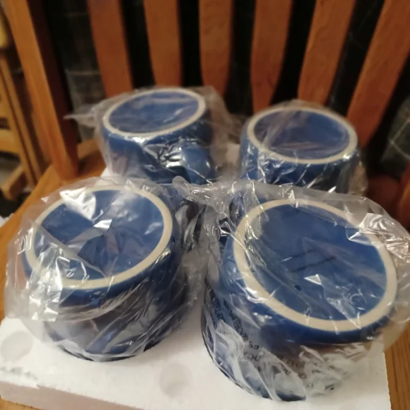 !Vintage! Set of 4 Ceramic Blue Camping Mugs LIKE NEW! "Marlboro Miles Series" - Picture 3 of 6